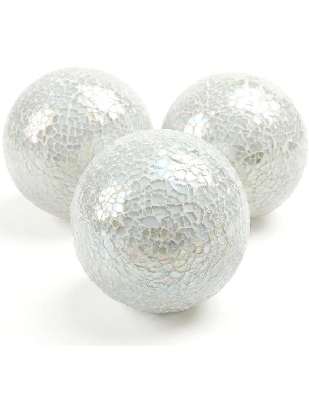 DomeStar 3PCS Decorative Balls for Bowls, 4 Inch White Orbs Glass Balls for
